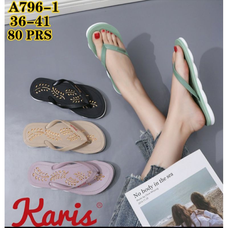 JEPIT KARIS LUKIS DAUN.SANDAL JELLY WANITA JEPIT