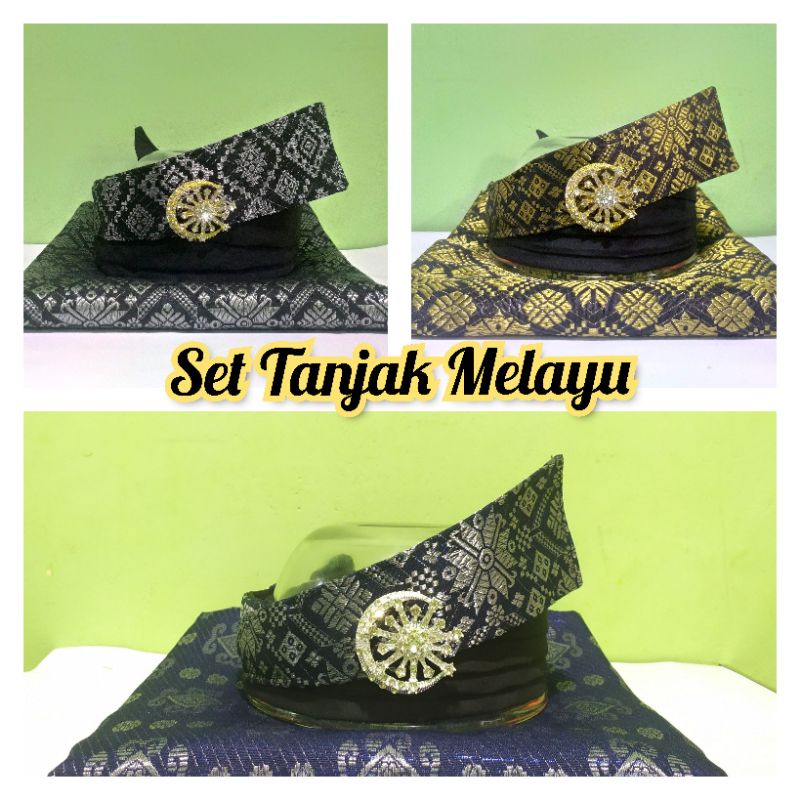 SET TANJAK MELAYU PREMIUM LENGKAP KAIN SAMPIN SONGKET | MODEL TANJAK DENDAM TAK SUDAH |Tanjak Kombinasi + Kain Songket + Bros