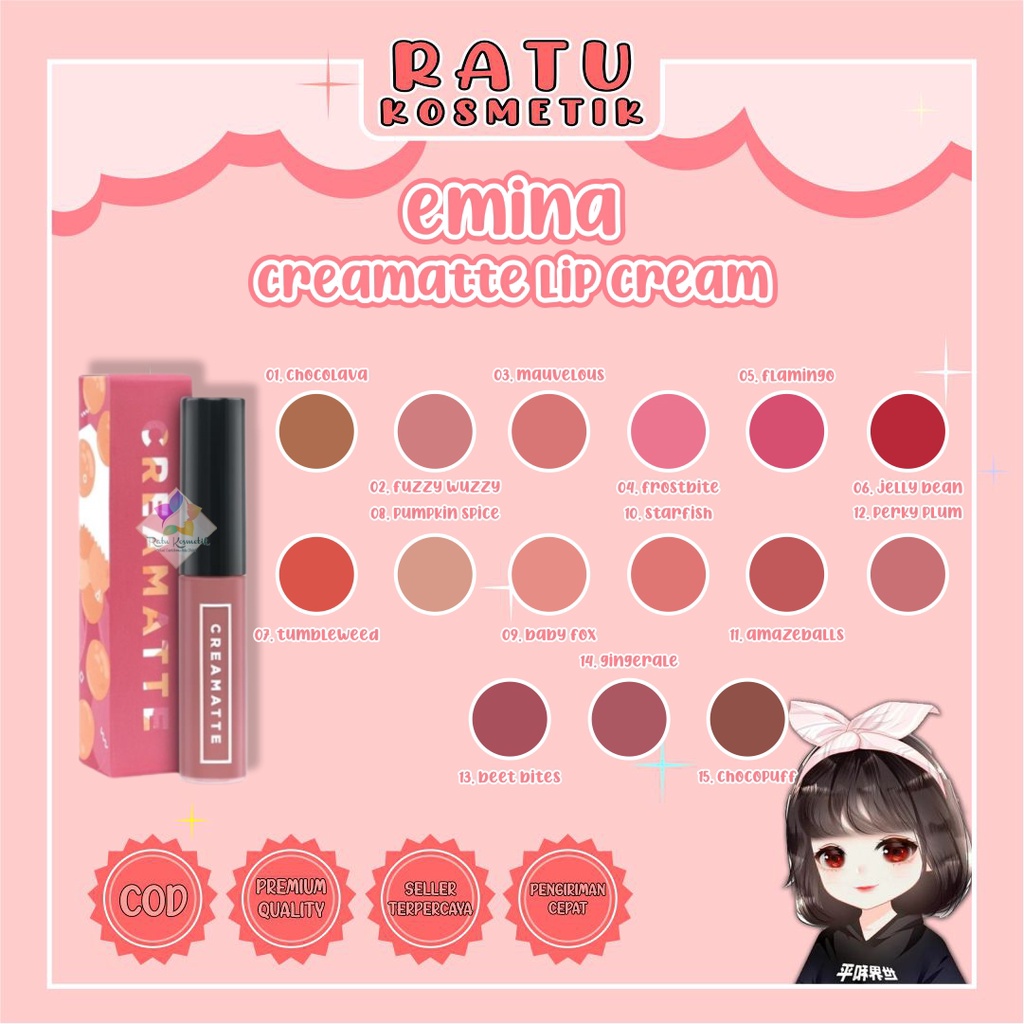 ❤ RATU ❤ Emina Creamatte Lip Cream | Cream Matte LipCream Matte (✔️BPOM)