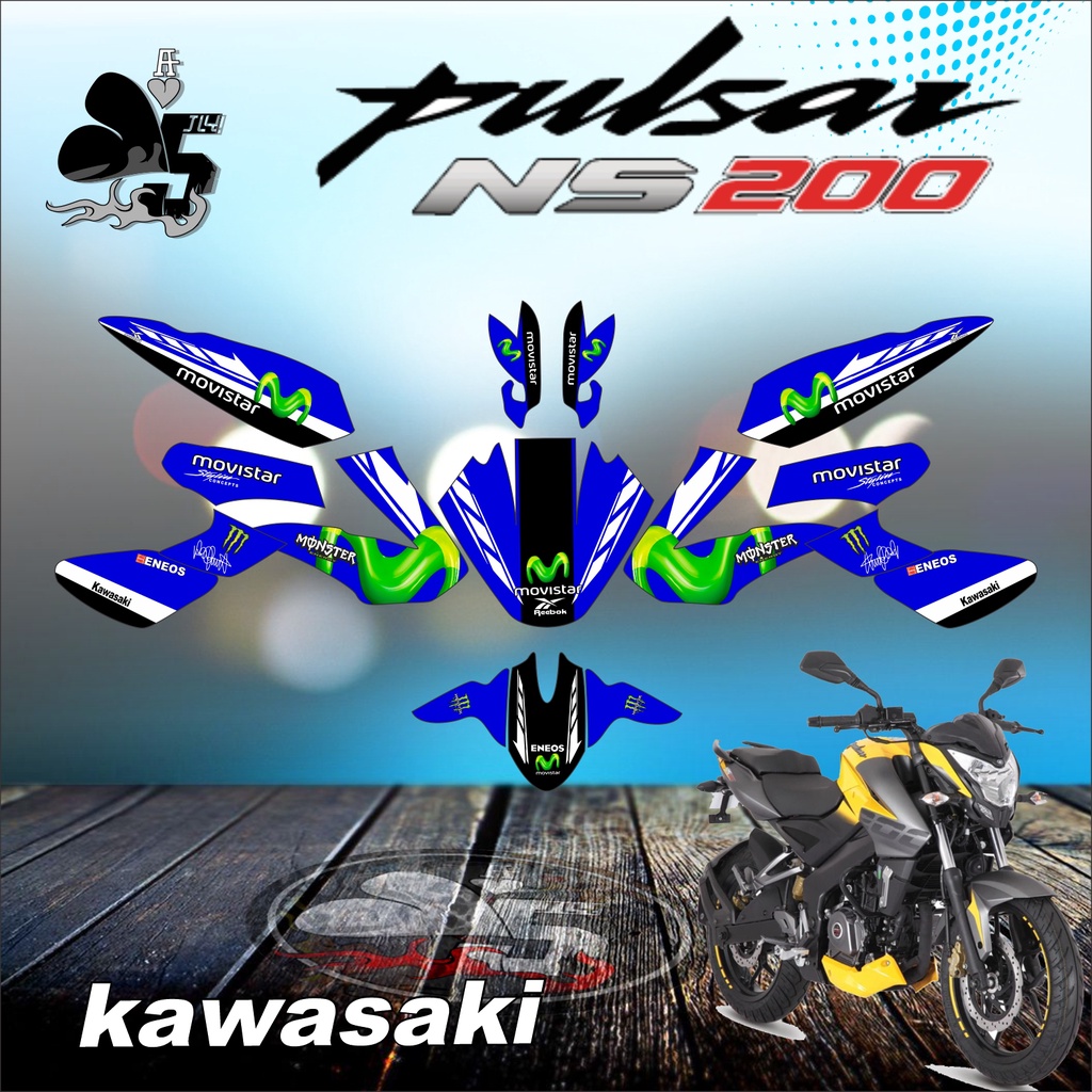 Sticker Decal Kawasaki Pulsar Ns200 Full Body Movistar Design Custom