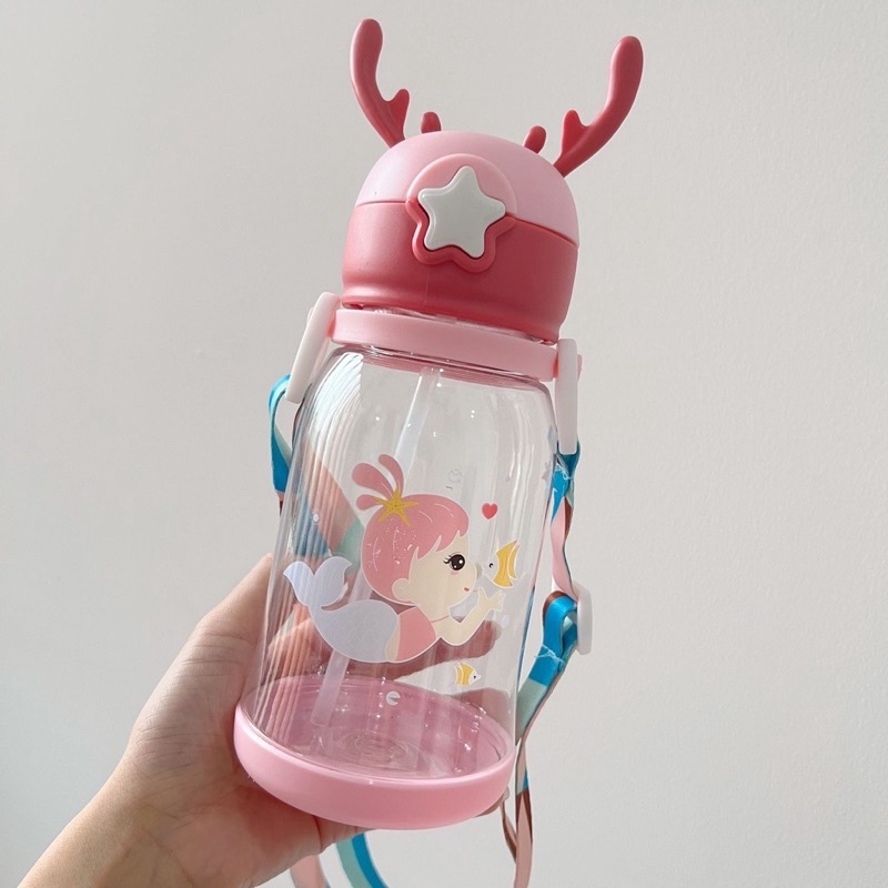 bmar190 Botol Minum Anak Rusa Sekolah TK SD Sedotan 600ml Free BPA