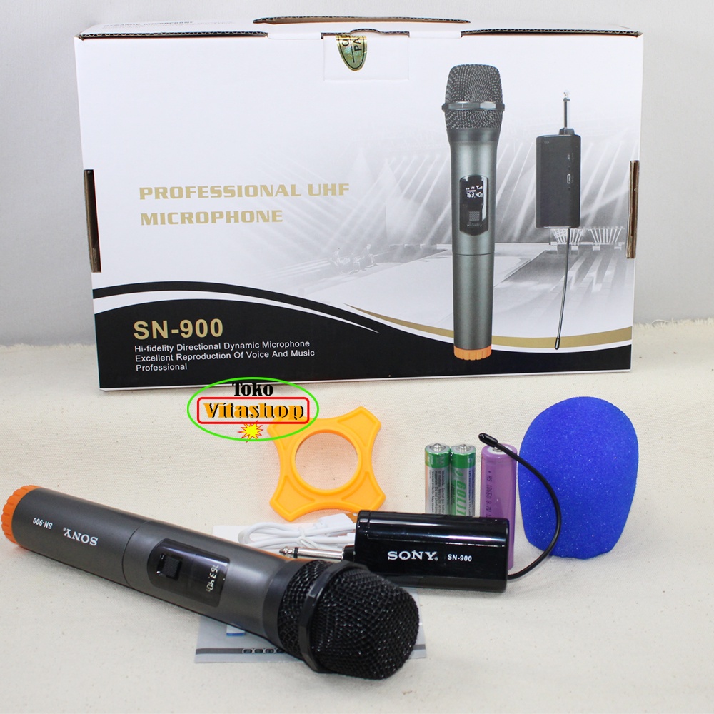 MIC WIRELESS SONY SN-900 MICROPHONE MIK KARAOKE WERLES TANPA KABEL