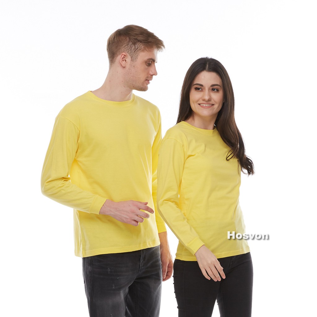 KUNING KENARI Cotton Combed 20s Lengan Panjang Size M - XXL (PRIA &amp; WANITA)