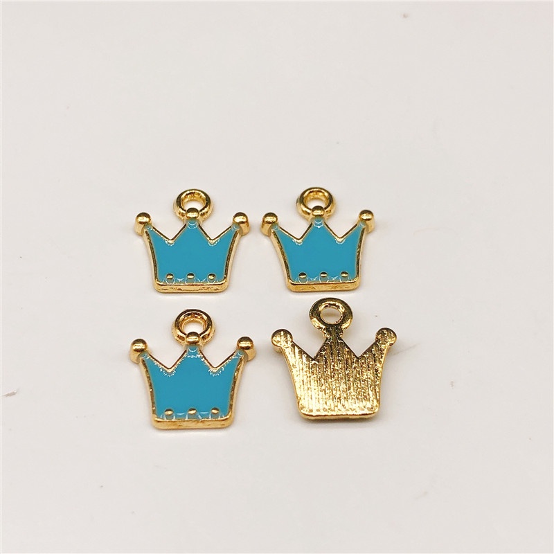 4pcs Liontin Enamel Charms Bentuk Mahkota Untuk Membuat Perhiasan