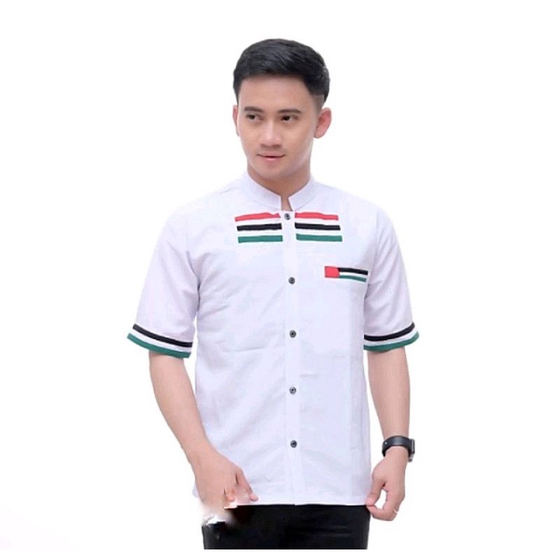 Koko Palestina lengan pendek terbaru/fashion pria dewasa kekinian