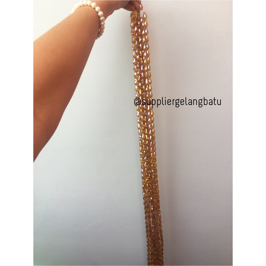 kristal Tetes ceko 15mm x 10mm GOLD WINE bahan gelang kalung PREMIUM aksesoris bahan craft trending