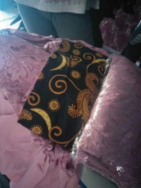 Batik Gamis Brukat Nadine Kekinian Broklat Brokat Modern Seragam Kantor Pesta Kondangan