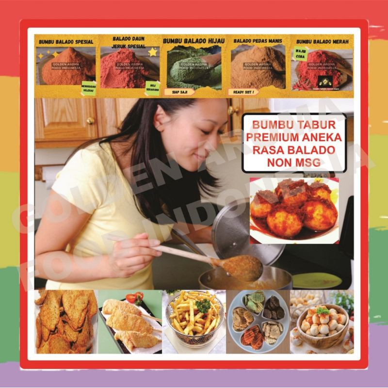 

Aneka Bubuk Bumbu Tabur Balado Non MSG 1kg Perasa Keripik Berbagai Rasa Balado Pedas Manis Ijo Jeruk