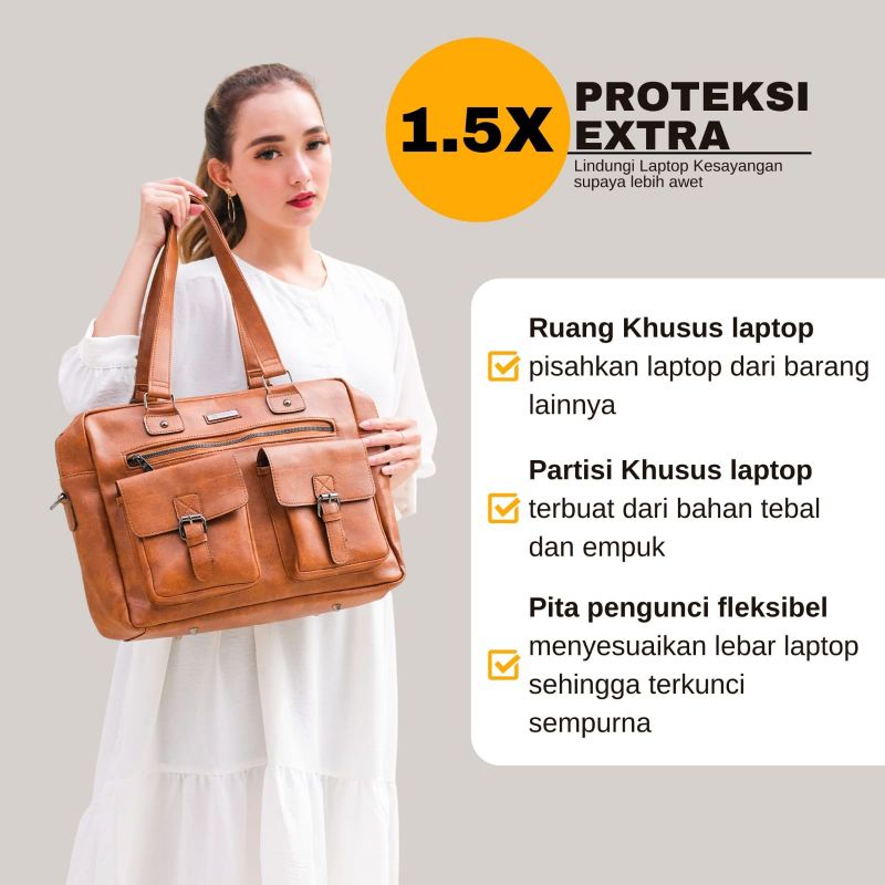 SEVILLE Bag by Manjua. Tas Kerja, Tas Kuliah, Muat Laptop 14 inch. Tas Laptop, Ukuran Besar.