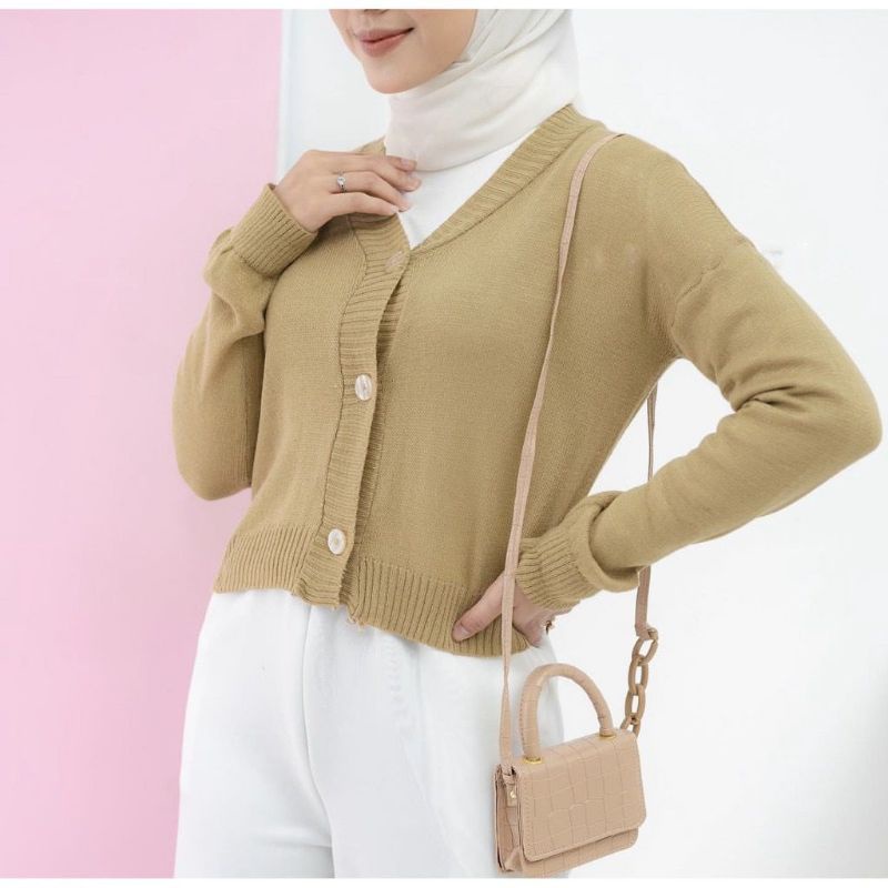 CROP CARDI RAJUT LUNNA/BAJU WANITA TANGAN PANJANG/KOREAN STYLE