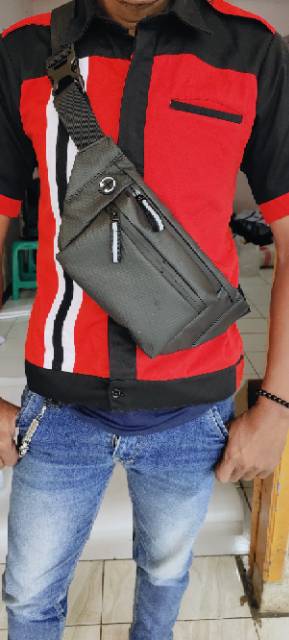 TAS SELEMPANG PRIA TAS PNGGANG WAISTBAG PRIA WANITASporty MONZA waterproof bukan yg abal abal