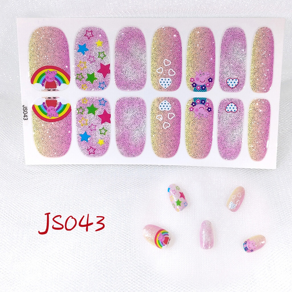 Stiker Kuku Motif Print Kartun Graffiti Leopard Aksen Glitter Gaya Korea Tahan Air Untuk Manicure