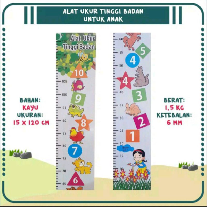 Alat Pengukur Tinggi Badan Anak Anak KAYU