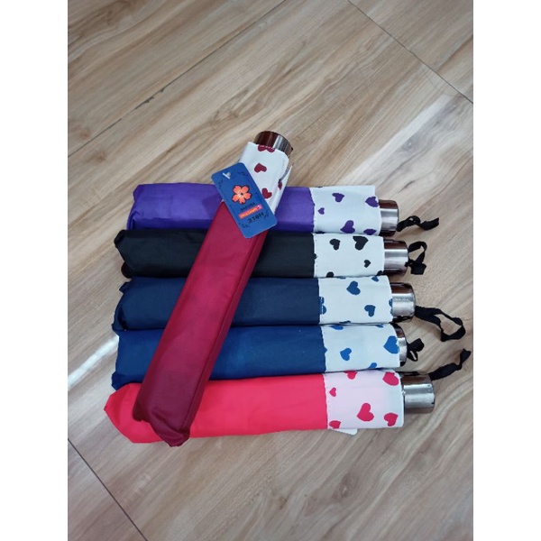 FELWINSHOP Payung Lipat 3 Jumbo 10 Jari Motif List Polkadot Sakura