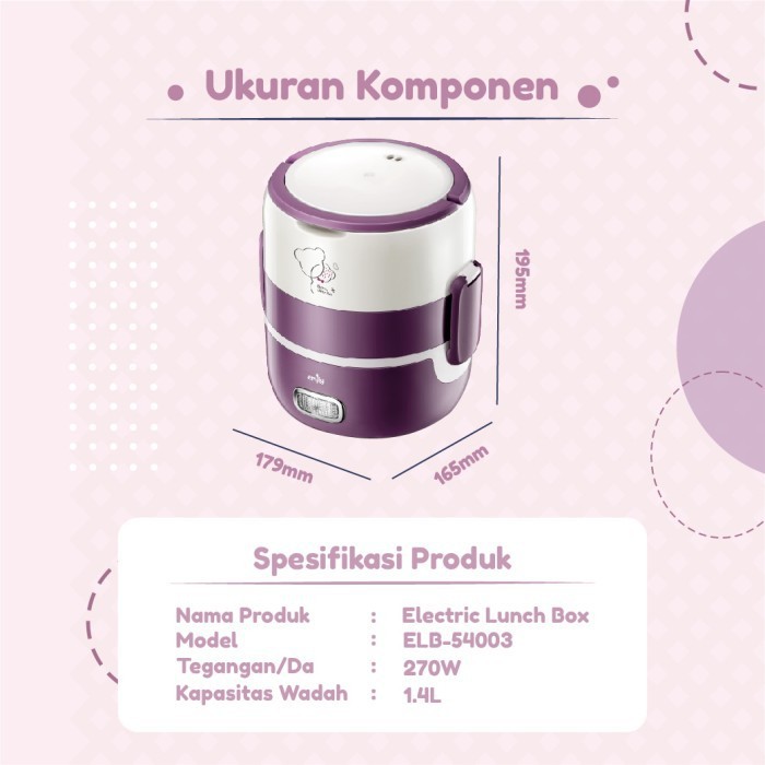 Makassar ! Electric Lunch Box EMILY 1.4 L  ELB - 54003