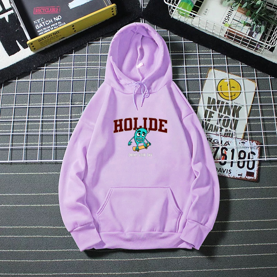 Sweater hoodie wanita HOLIDE baju cewek beludru anime style