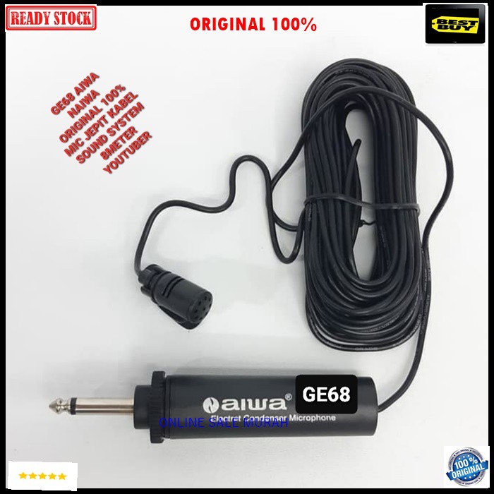 G68 Naiwa aiwa Mic Jepit kabel 8 meter Kancing kerah baju microphone Clip on klip tie Condensor sensitif aux mikrophone mik karaoke sound audio klip cable profesional pro vocal vokal karaoke mikrophone microphone audio sound system panggung