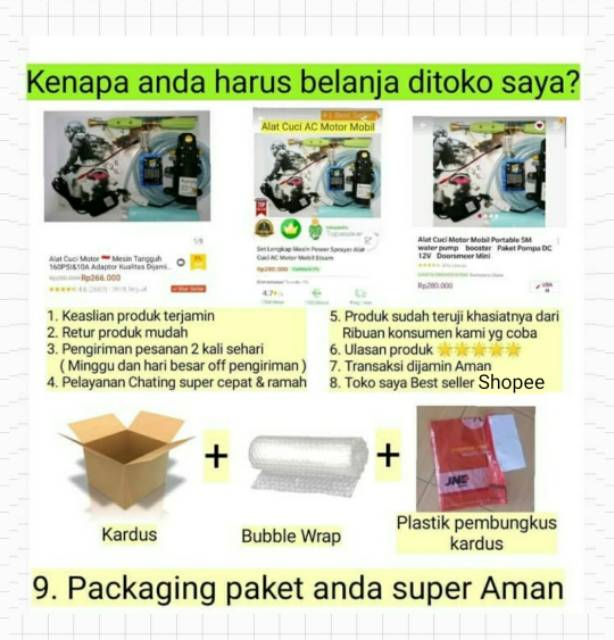 Alat Cuci Motor &amp; Mobil &amp; AC &amp; Tanaman Pompa Air Mini DC 250PSI Portabel Best Seller