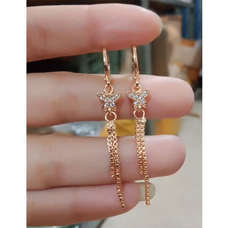 Anting Xuping Gold Anting Dewasa Model Clip Permata Kupu-Kupu