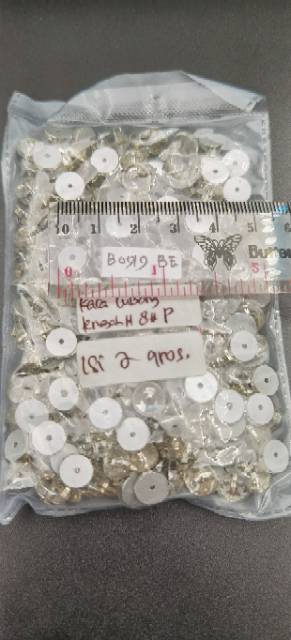 BERLIAN KRISTAL MOTIF BULAT WARNA PUTIH LOBANG TENGAH UKURAN 8 MM PER LUSIN