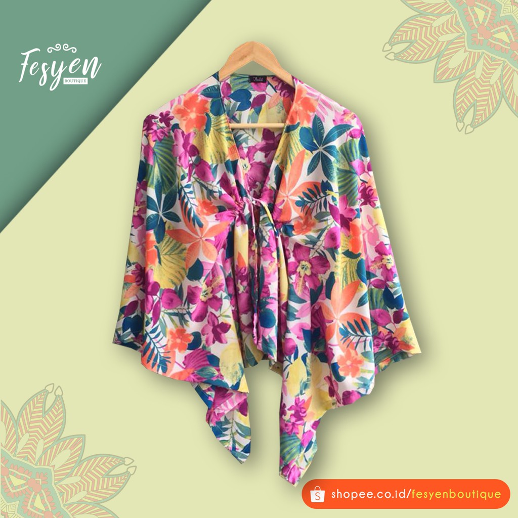 Outer Cewek Motif Bunga Warna Pink