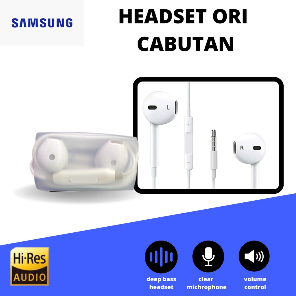 HEADSET / HANDSFREE ORI CABUTAN SAMSUNG + MIC bisa di buat pakai semua tipe hp