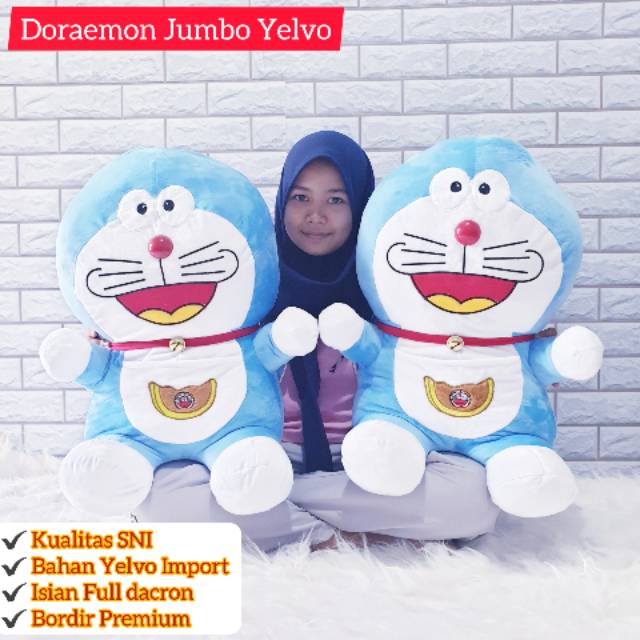 Boneka doraemon jumbo bahan yelvo import 65 cm