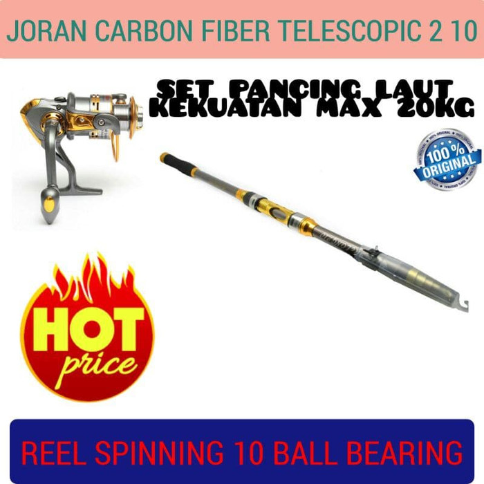 PROMO Paket Deep Sea Pancing laut kekuatan Max 20 kg joran Karbon