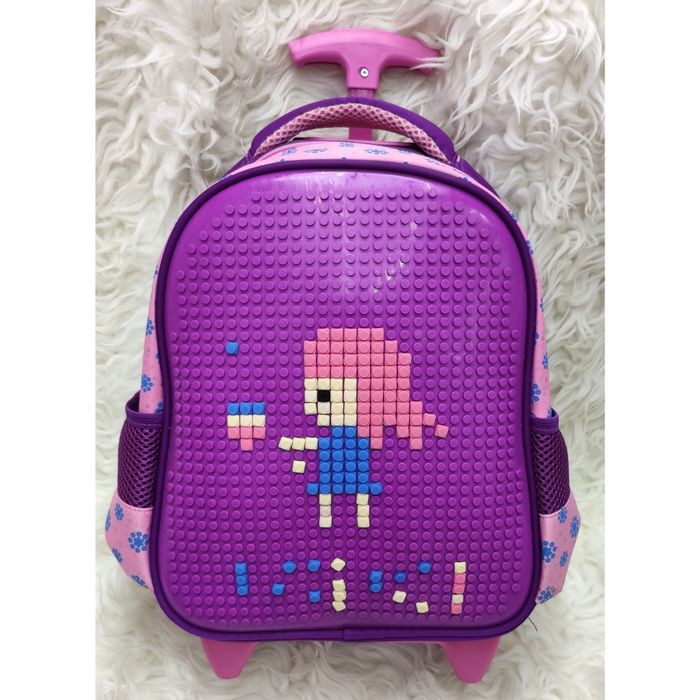 Tas Trolley Anak Tk Sequin Usap Bisa Berubah Gambar - Unicorn Sta CW493 Troly Ransel Tk Lego Ungu