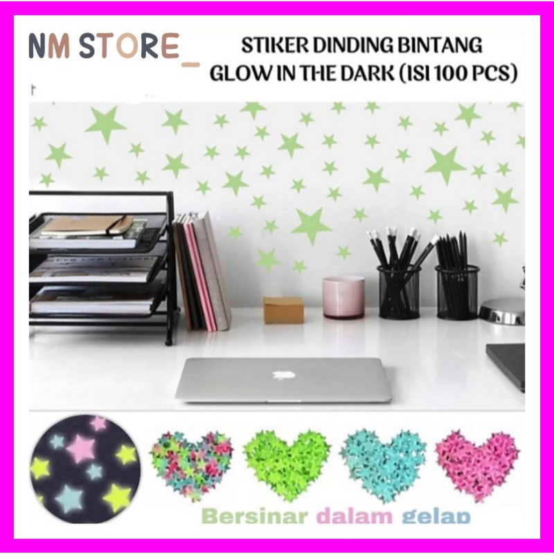 Stiker Bintang 100PCS Stiker Dinding Glow In The Dark Star Sticker