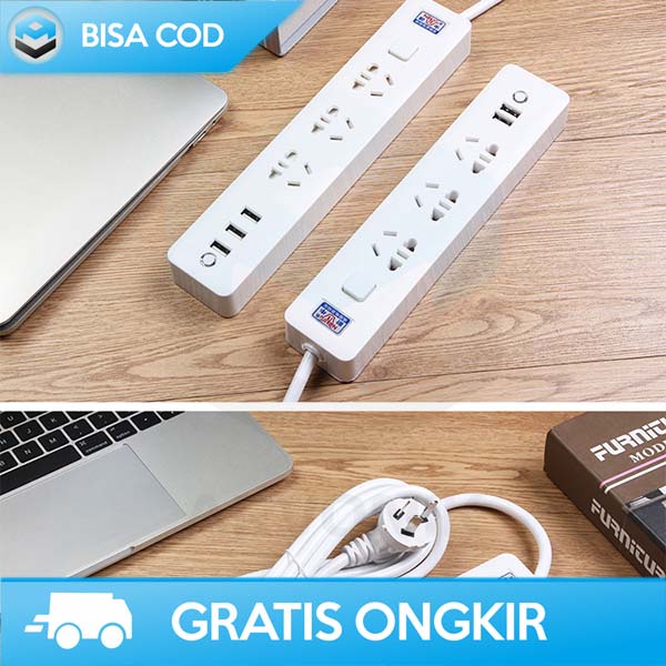 POWER STRIP COLOKAN LISTRIK STOP KONTAK 3USB PORT DAN 3 ELEKTRIK PLUG