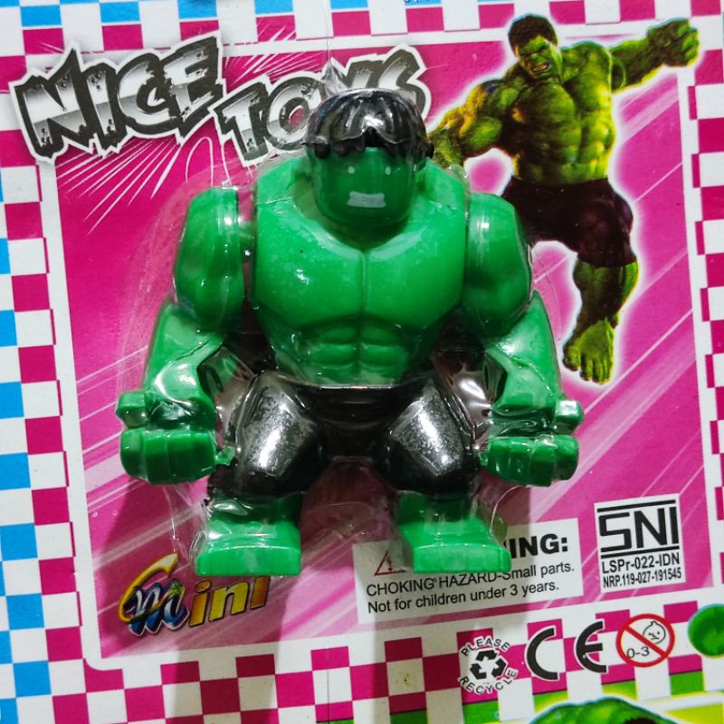 mainan anak laki hulk hijau dan merah 8 cm