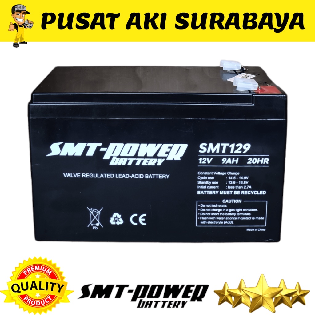 SMT POWER BATTERY 12 VOLT 9 AMPER BATERAI MOTOR MAINAN ANAK MOBIL MOBILAN AKI CHARGER ADAPTOR RC RIDE ON CAR PLIKO PMB UNIKID SCOOPY MICKEY VESPA ANAK