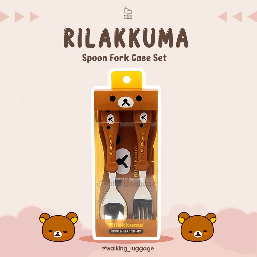 Alat Makan/Sendok/Garpu/Rilakkuma Spoon and Fork Case Set
