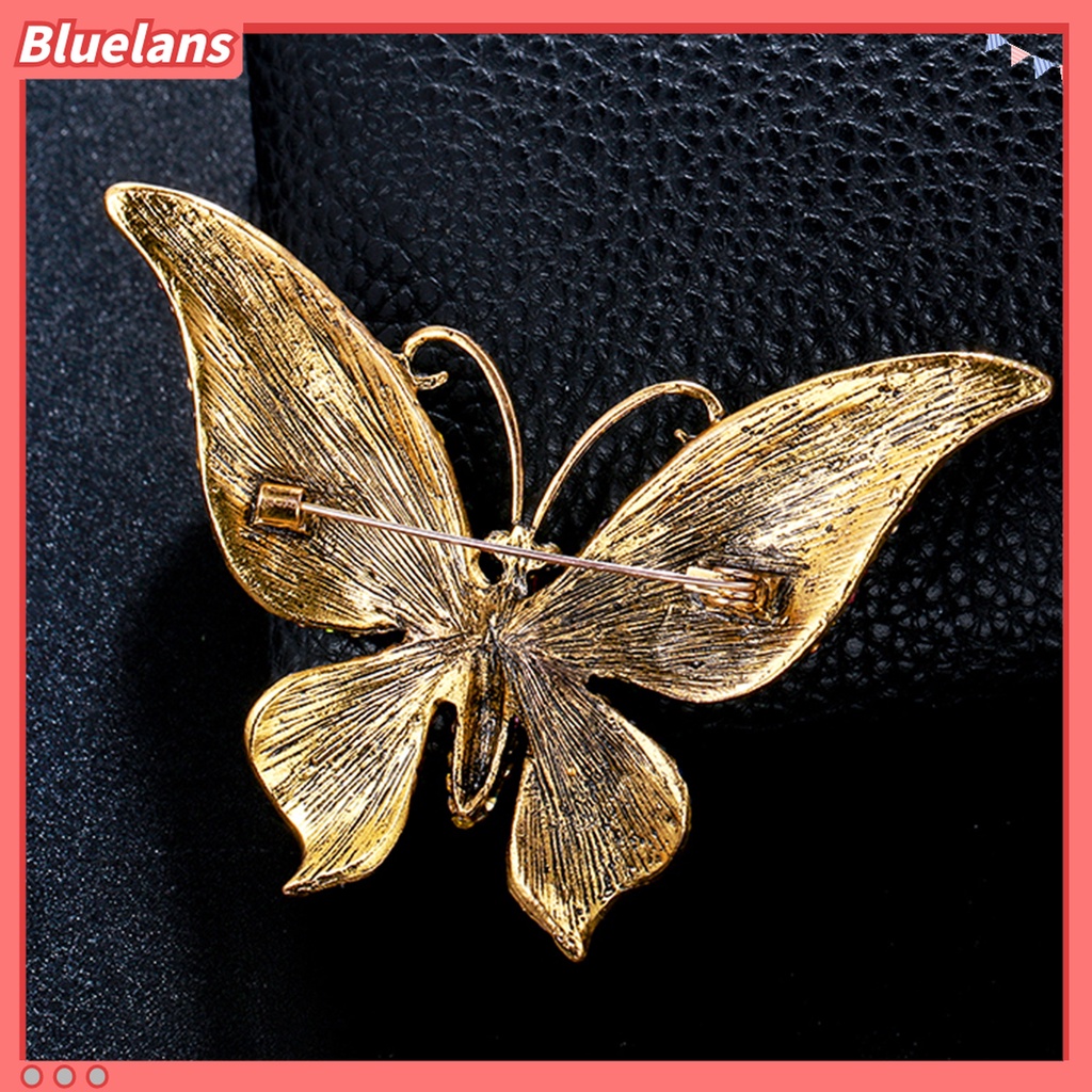 Bluelans Bros Pin Bentuk Kupu-Kupu Besar Aksen Berlian Imitasi Untuk Wanita