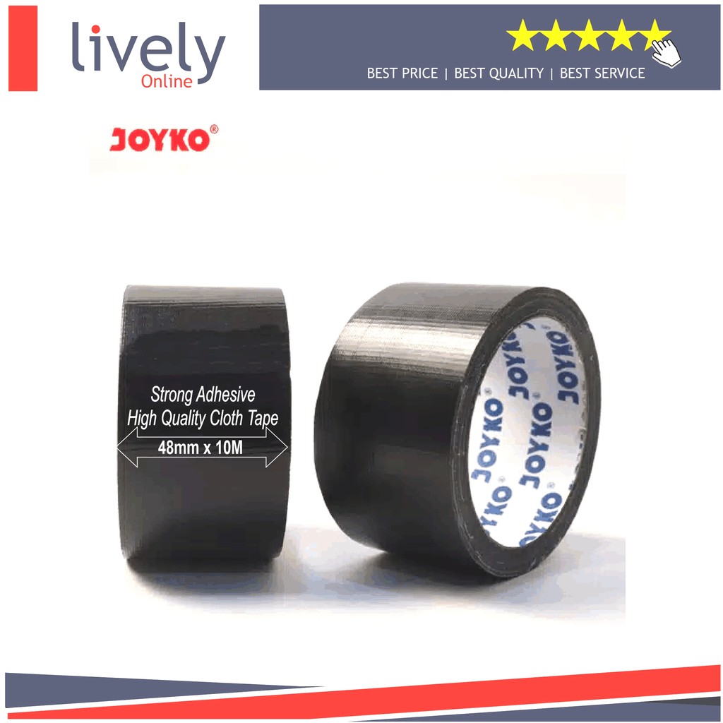 Lakban Jilid Cloth Tape Lakban Kain Joyko 48 mm x 10 meter Warna Hitam