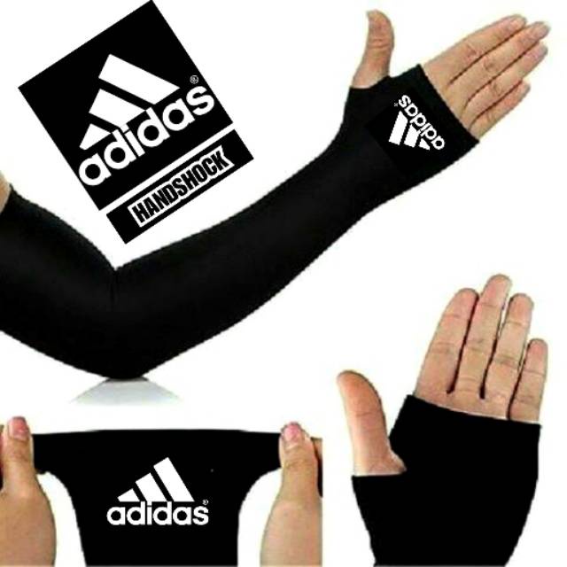 Manset Tangan Baselayer Adidas lengan panjang Hitam olahraga Voli futsal sepak bola sepeda basket