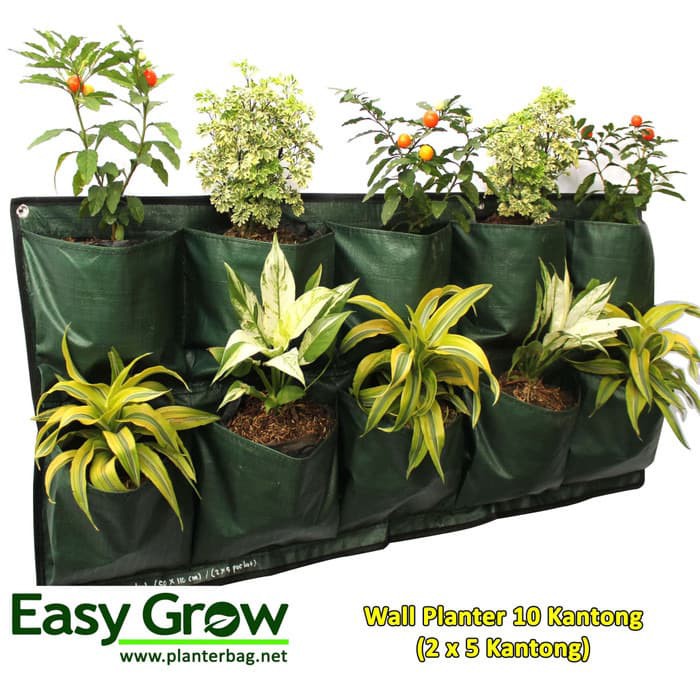 Wall Planter 10 Kantong 2 x 5  BAG EASY GROW polibag polibeg bibit tanaman hias bunga taman