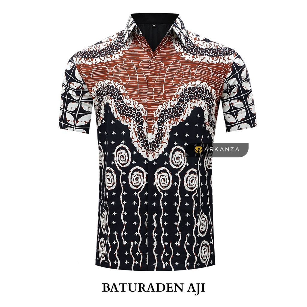 BATIK ARKANZA Motif BATURADEN AJI Hem Atasan Kemeja Baju Batik Pria Cowok Laki Laki Slimfit Full Lapis Furing Lengan Panjang Lengan Pendek Original Asli