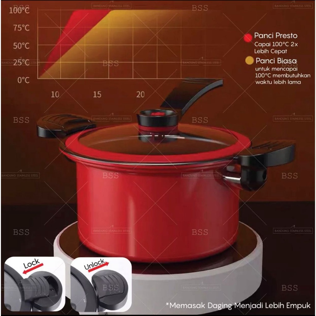 Termurah !!!!! Panci Presto 3.5 L Pressure Cooker Pot Melunakan 2 Kali Lebih Cepat
