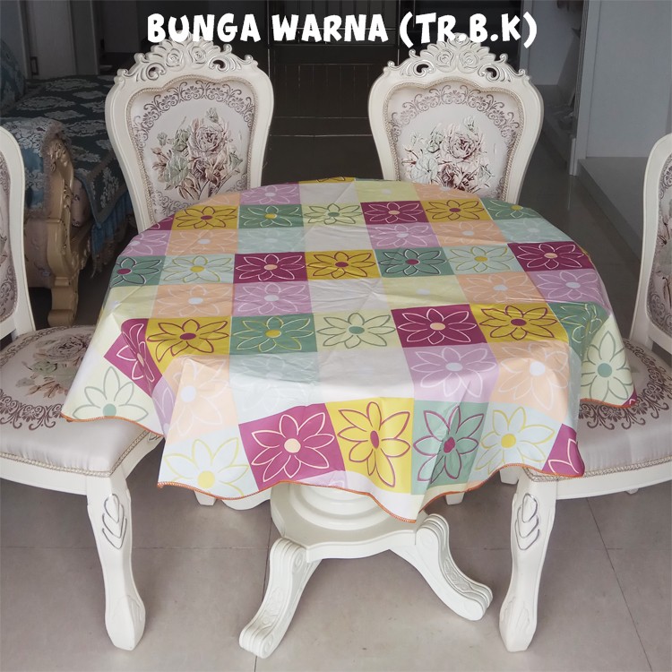 (BIG SIZE) Taplak Meja Makan Bulat Bulet Ruang Tamu Anti Air Alas PVC / Round Tablecloths 150x150cm