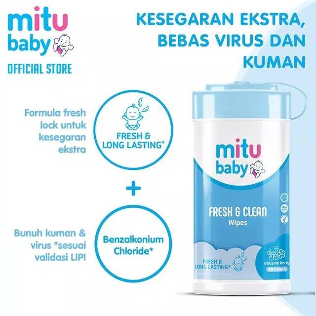 MITU WIPES FRESH&amp;CLEAN BLUE BERRY 60'S BTL