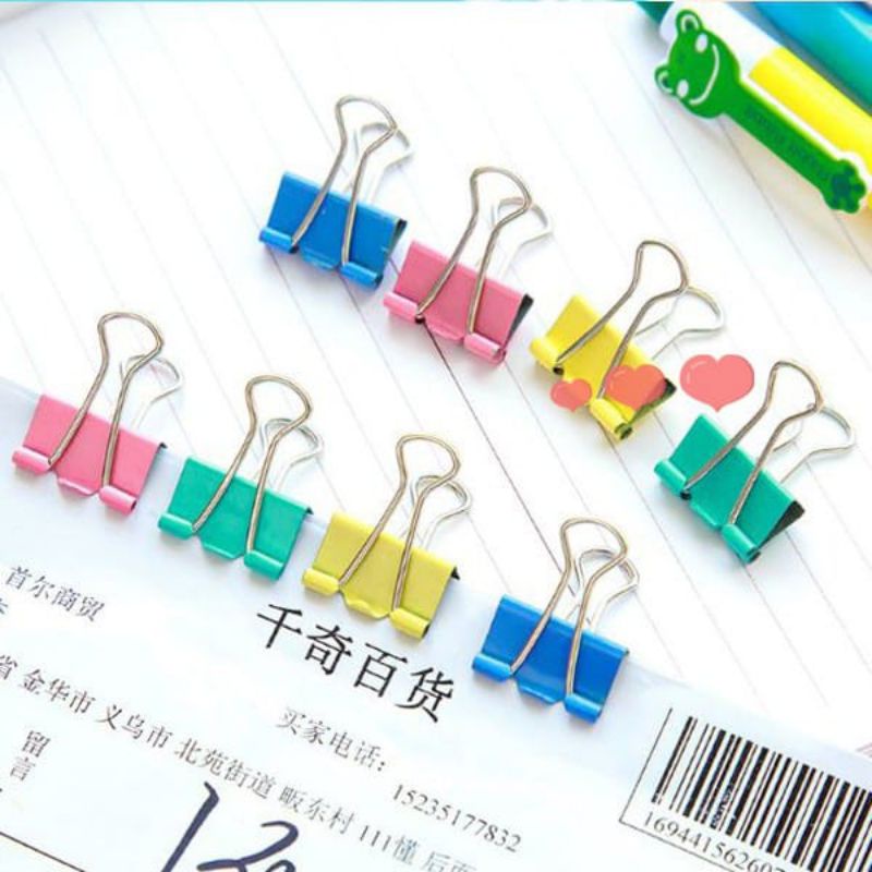 

Paper Clip Binder Clip Warna Warni / Jepitan Kertas Stainless