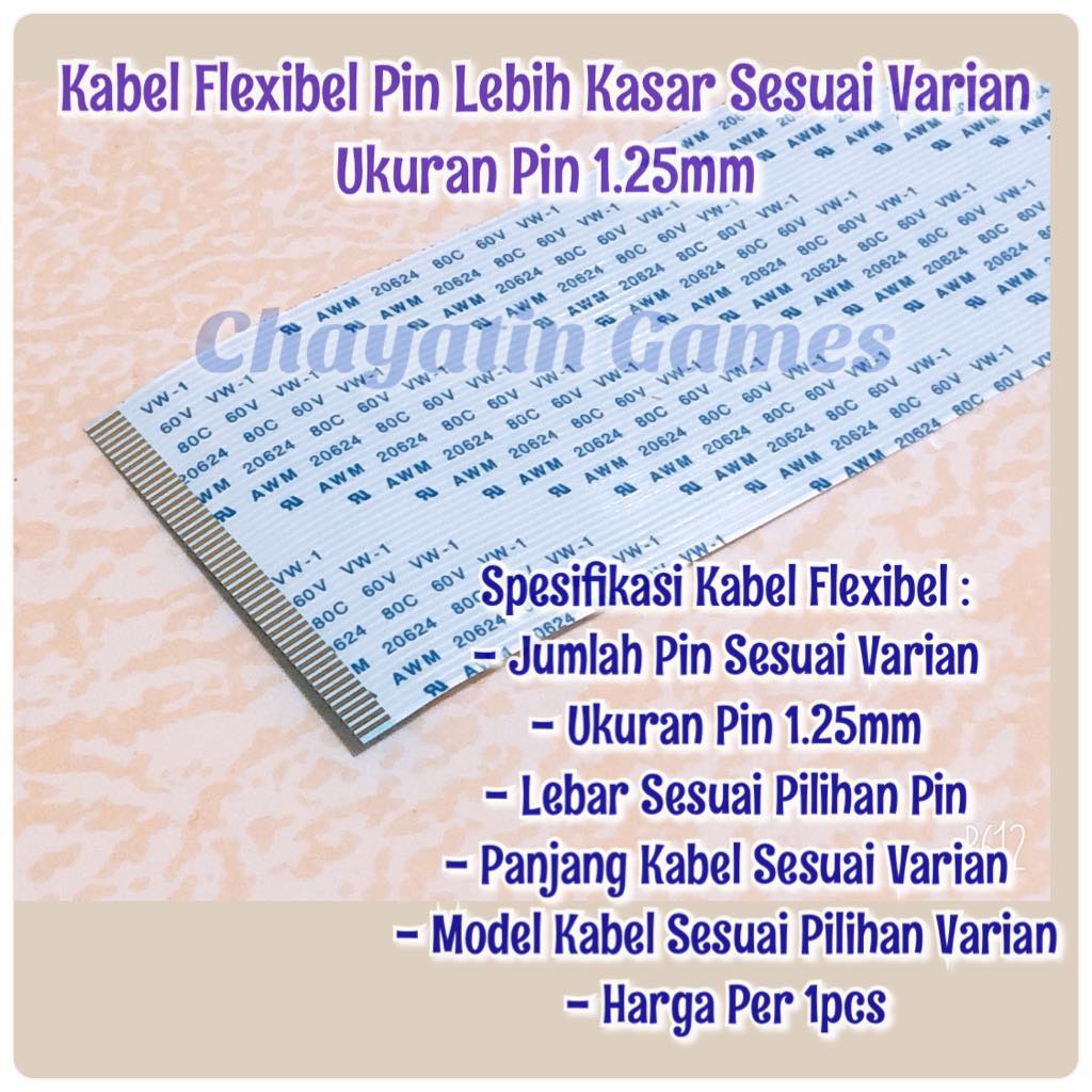 Kabel Flexibel Searah Pin Lebih Kasar Sesuai Pilihan Varian Ukuran Pin 1.25mm  Panjang 25cm