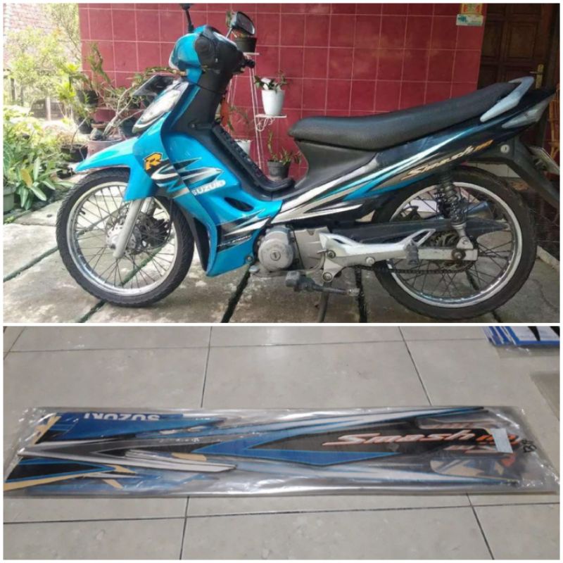 STIKER STRIPING LIS BODY SUZUKI SMASH R 110 SMASH 110 R RUJI/SPUCK 2008 BIRU HITAM