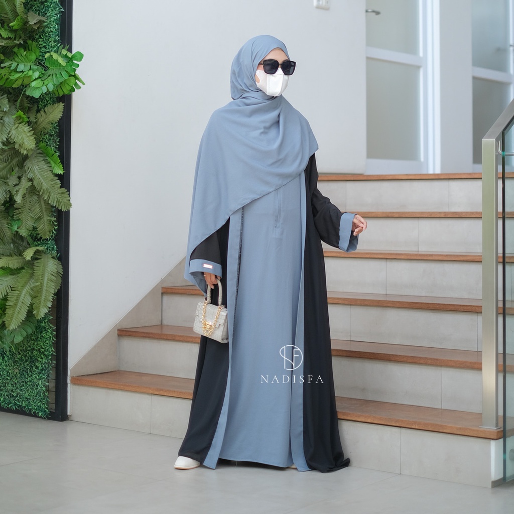 SALWA ABAYA XS,S,M,L,XL KOMBINASI OUTER ABAYA UMROH HAJI