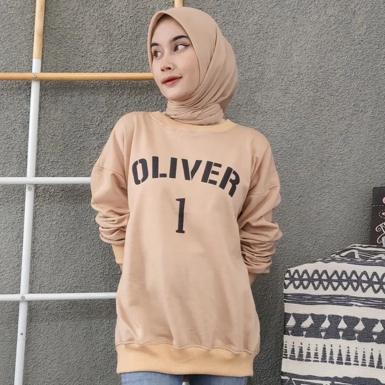 Outwearr Sweaterr Oliverr xxl Atasan Unisex Remajaa Bahan Fleece