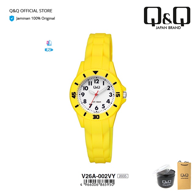 Jam Tangan Anak Q&Q QnQ QQ Original Jam Tangan Anak & Wanita Lucu Analog Karet - V26 V26A Tahan Air 