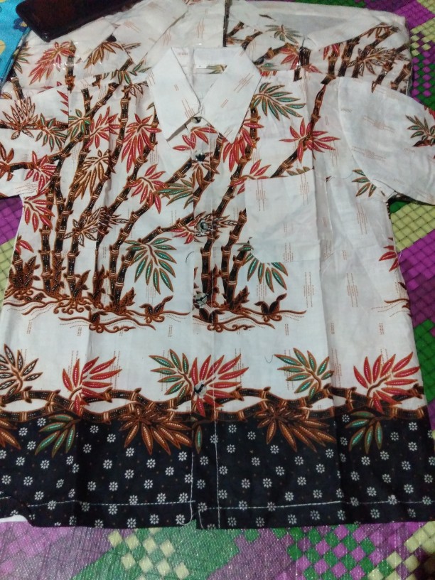 Batik Couple Keluarga Sania Ruffle Ori Ndoro Jowi Dnt Motif Bambu Putih