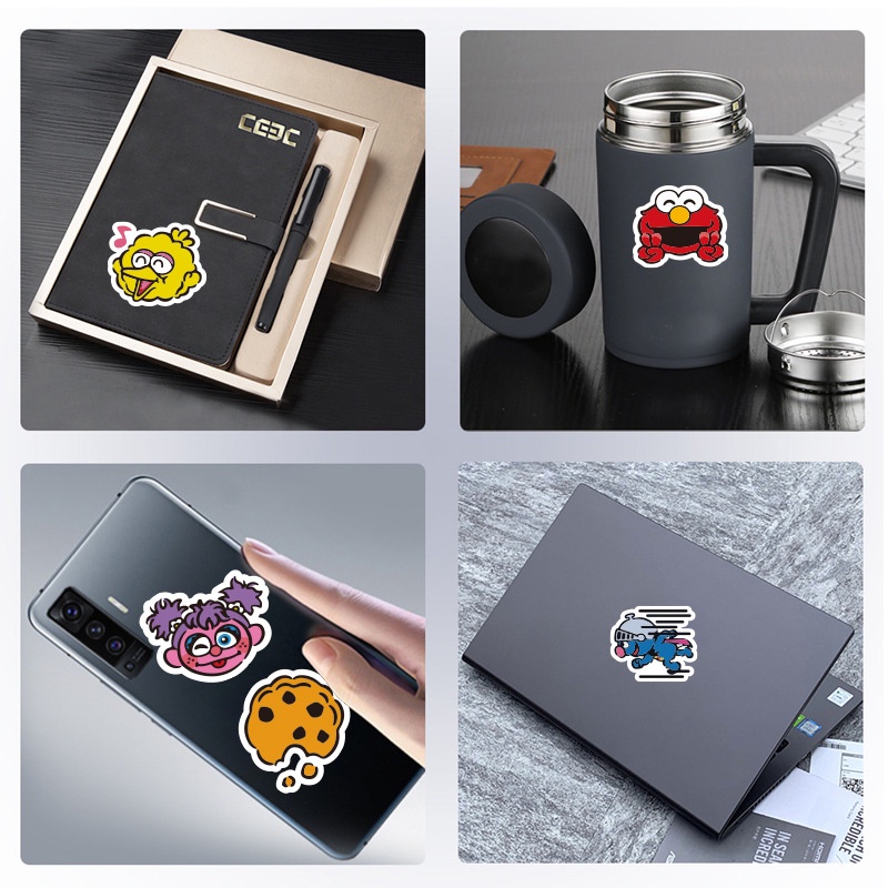 40 Sesame Street stiker kartun animasi emoji Jurnal bahan air lucu kaca graffiti tangan Buku stiker